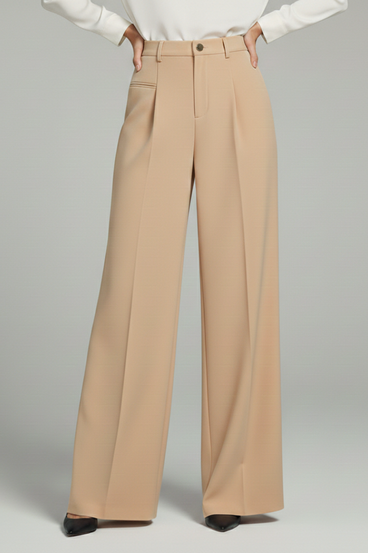 Everyday wear women's pleated palazzo trousers in a comfortable fabric, designed for casual elegance.