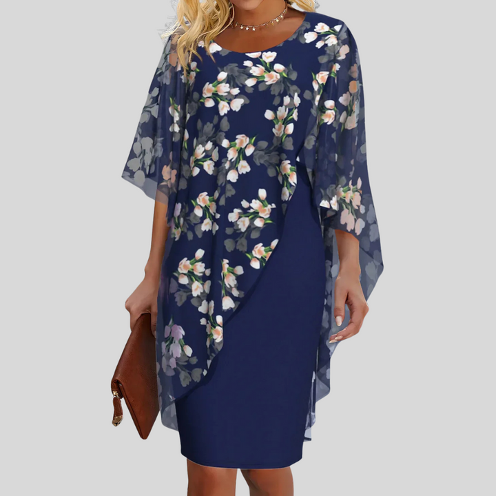 Women's elegant floral print A-line dress, sleeveless & flowy, perfect for summer parties & spring occasions.
