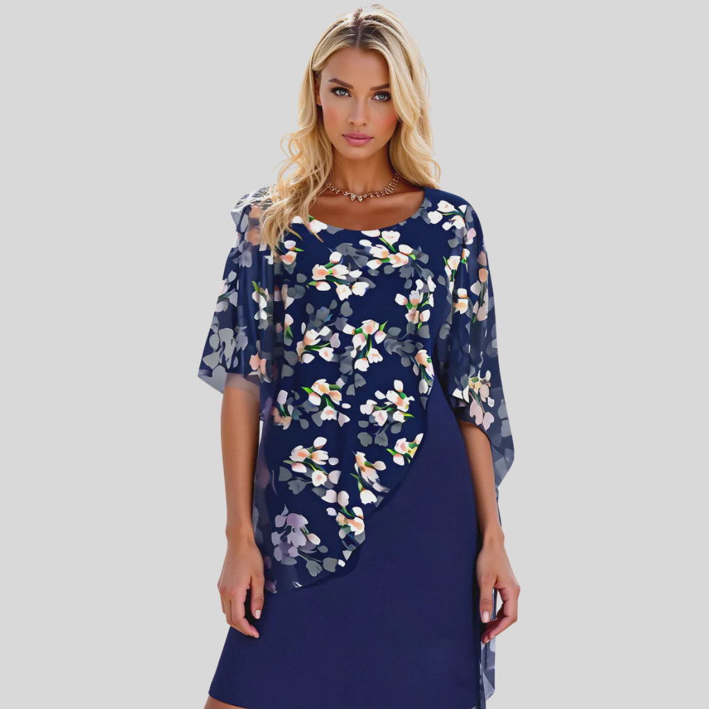 Elegant women's floral print dress, sleeveless and flowy A-line style, a beautiful choice for spring and summer.