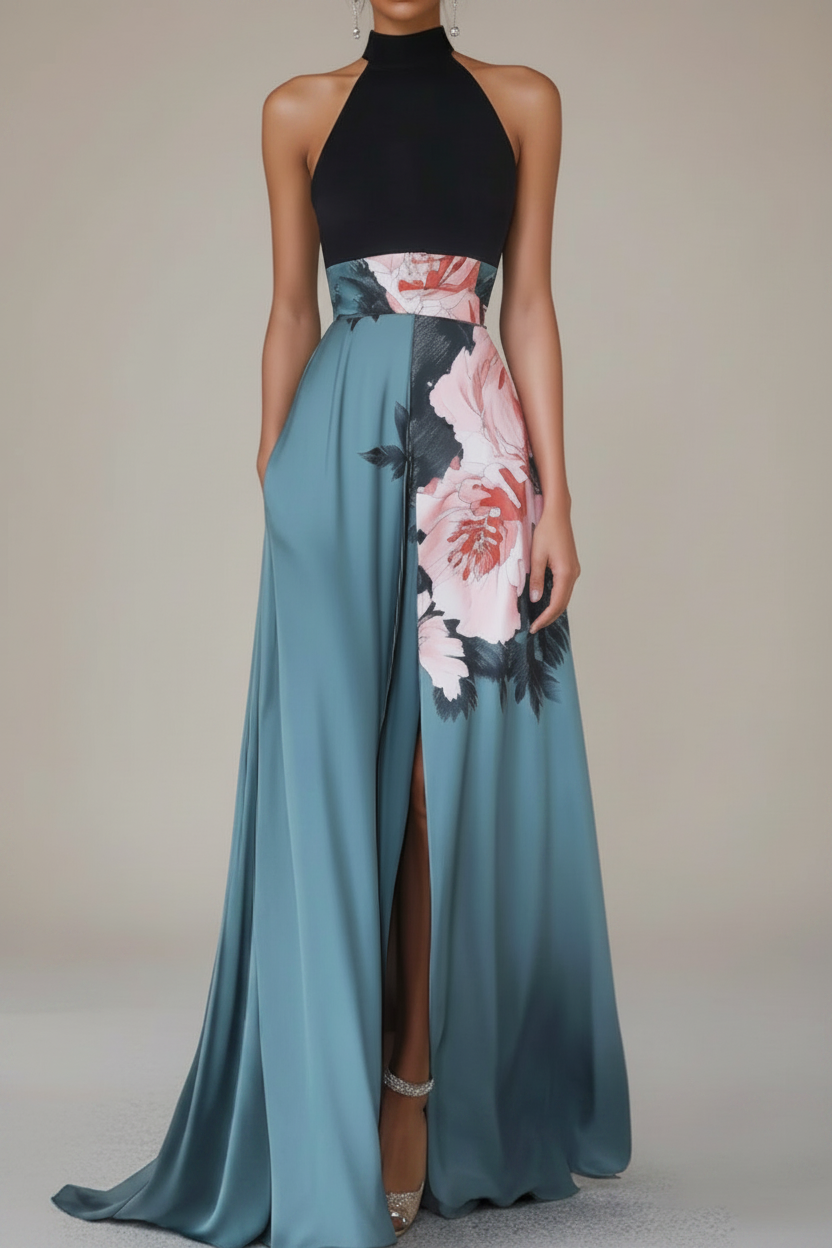 Comfortable & stylish women's floral sleeveless maxi dress, suitable for casual outings or elegant parties.