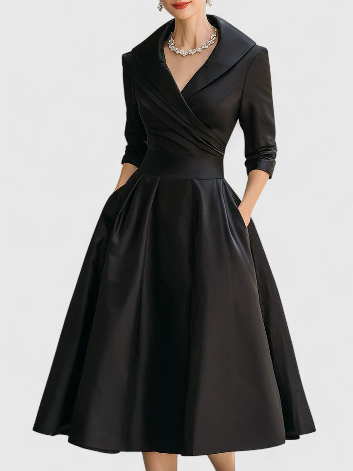 Women's elegant midi dress with practical pockets, perfect for versatile all-occasion wear.