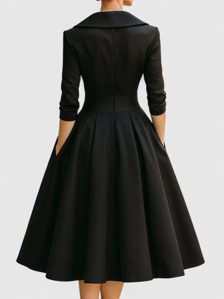 Spring fashion women's elegant midi dress with pockets, perfect for a stylish and versatile look.