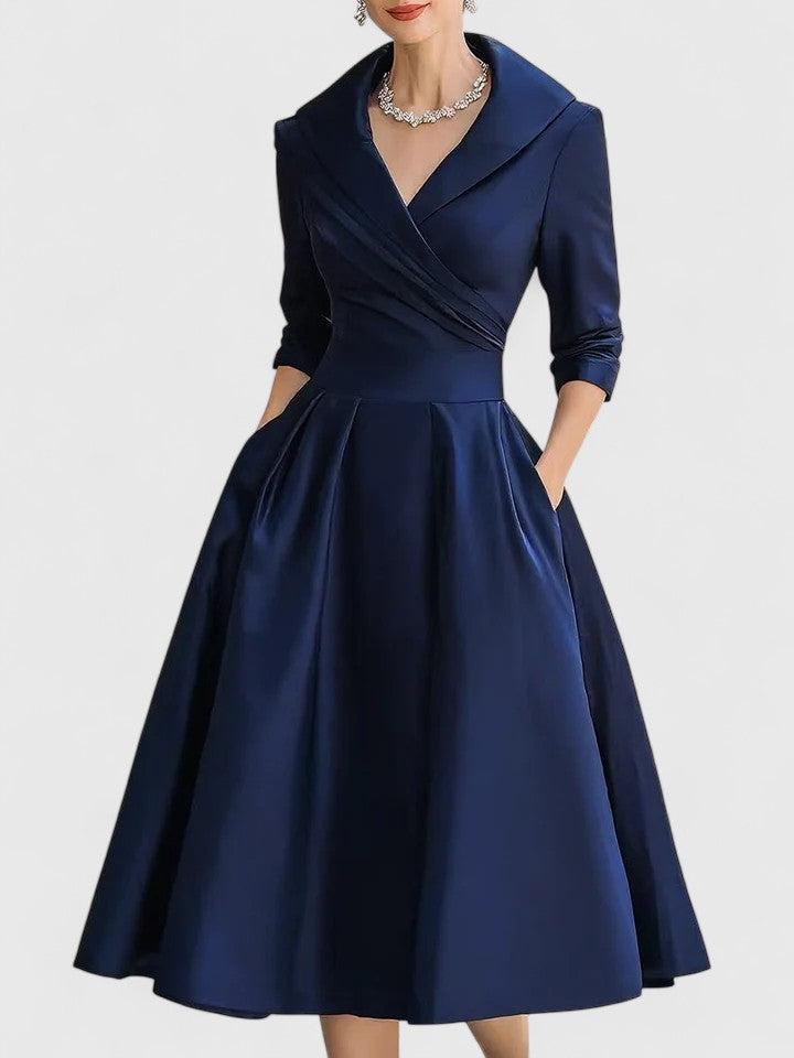 Fall fashion women's elegant midi dress with pockets, a versatile apparel choice for any occasion.