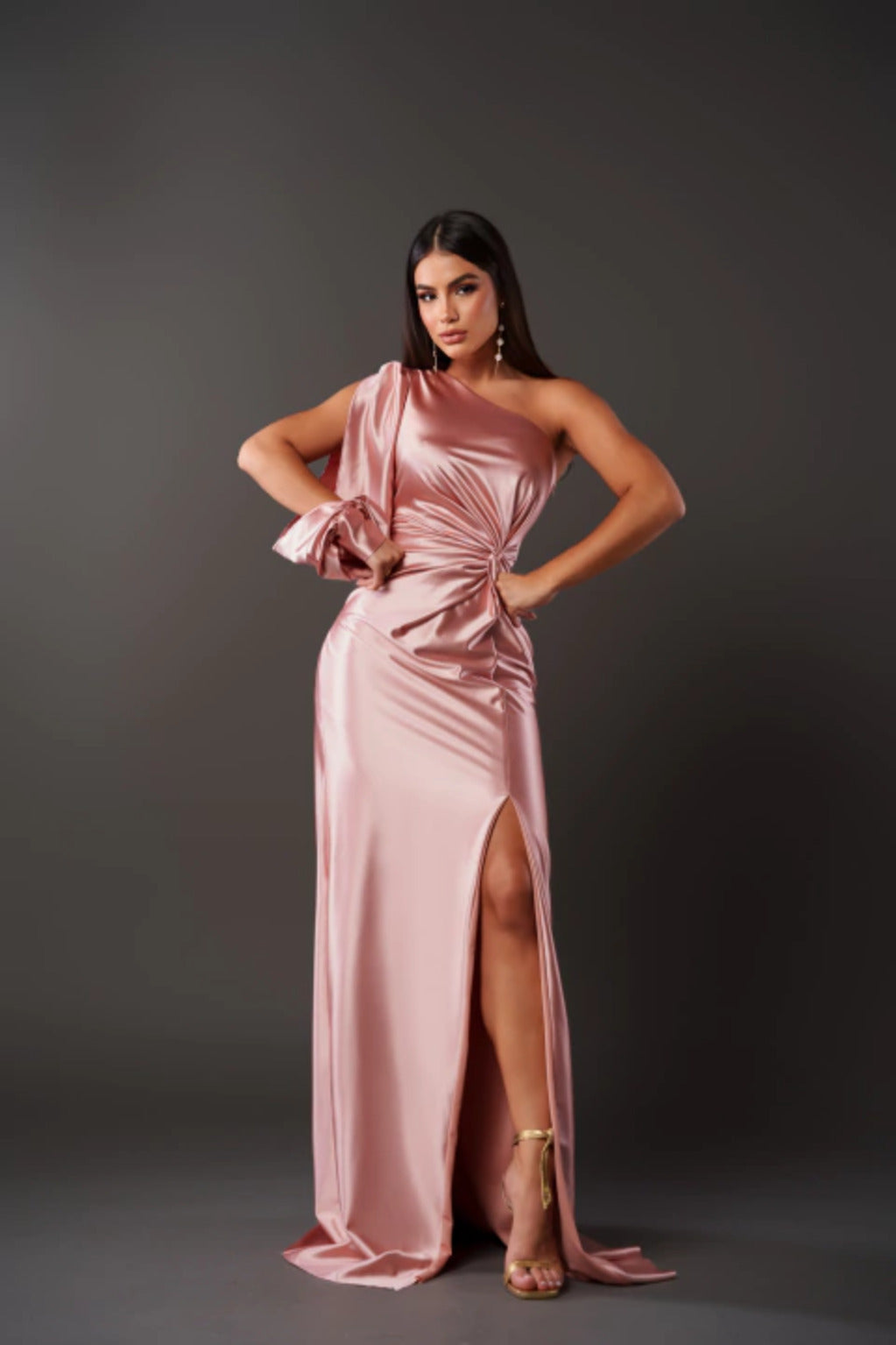 Royal blue one-shoulder party dress, an elegant formal gown for special occasions.