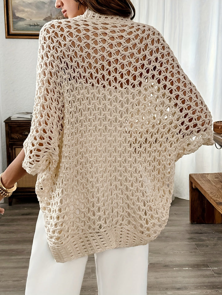 Lightweight open front cardigan for women, featuring a relaxed drape style & chic beige color.