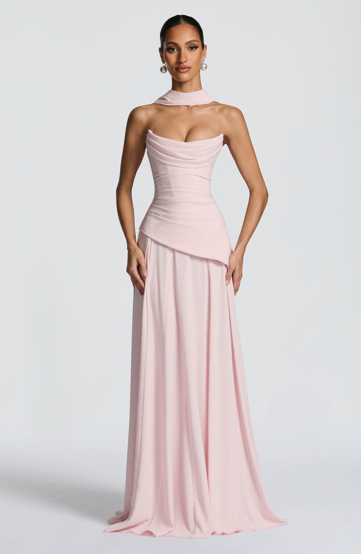 Premium women's ruched halter neck evening dress. A stunning long formal maxi for special occasions.