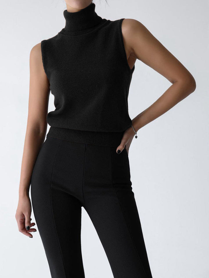 Elegant women's sleeveless mock neck top, a sophisticated addition to any wardrobe.
