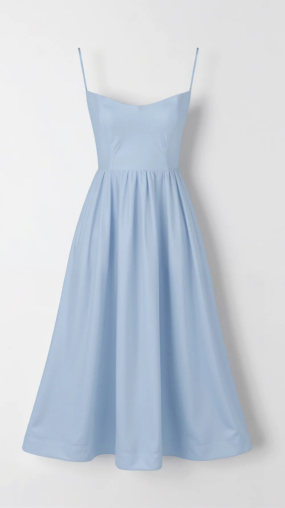 Everyday elegant women's fit & flare midi dress, scoop neck, spaghetti straps, perfect for warm weather.