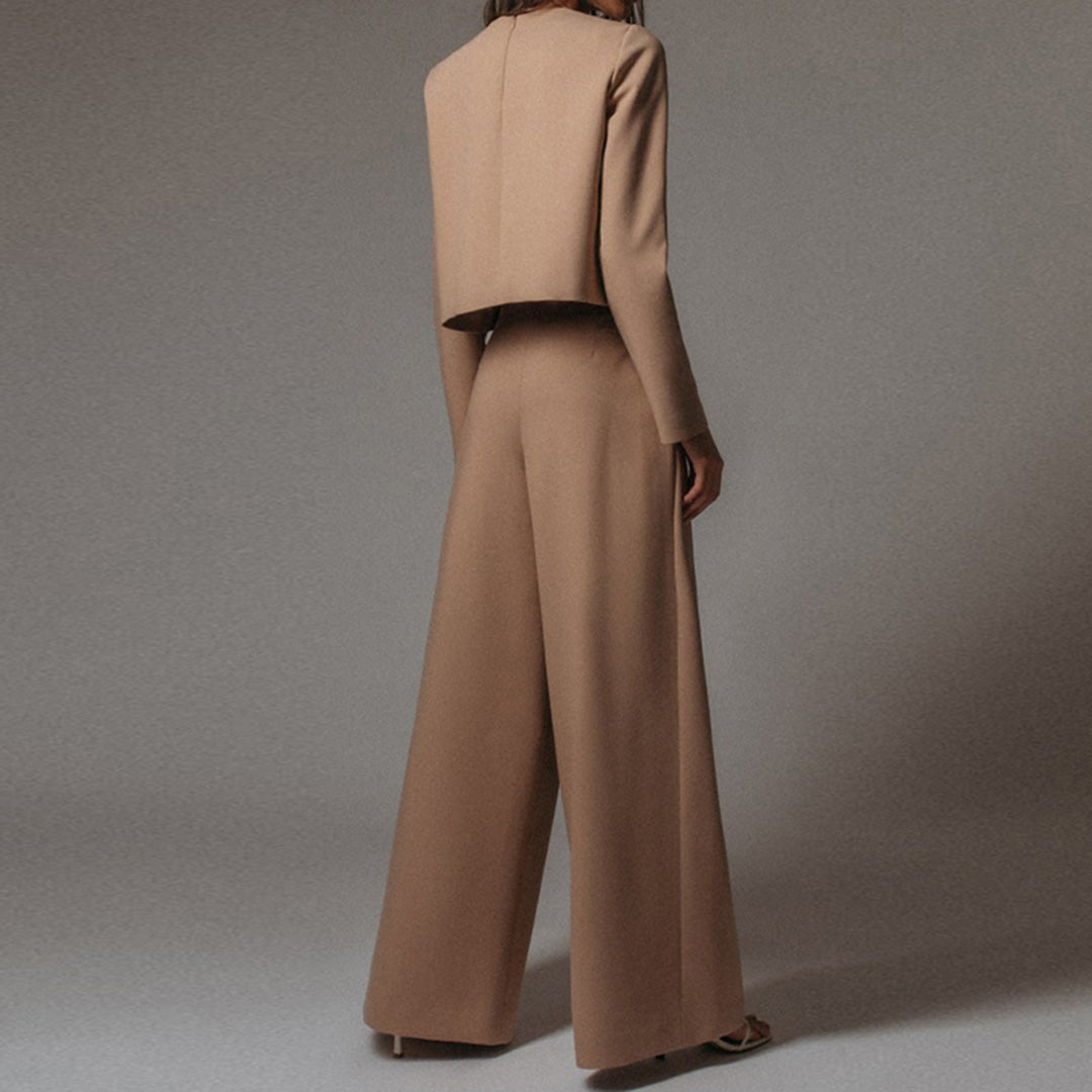 Comfortable women's cotton palazzo two-piece set, ideal travel outfit for elegance on the go.