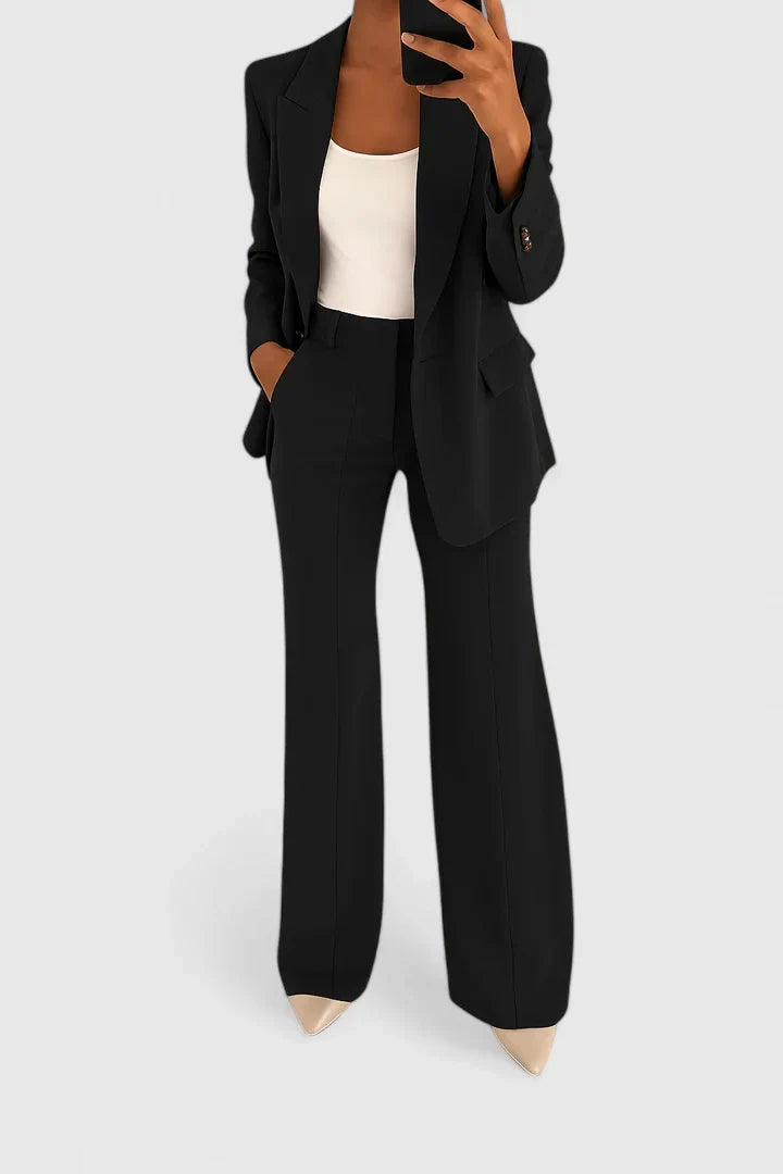 Women's elegant two-piece suit set, professional style for business & office wear.