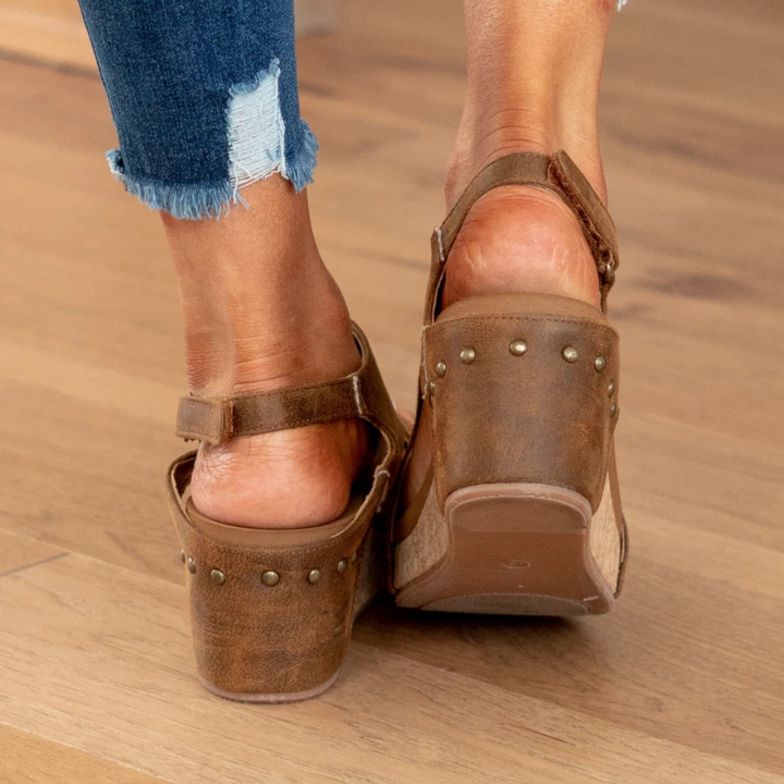 Elegant women's open-toe wedge sandals, comfortable and versatile for summer everyday wear.
