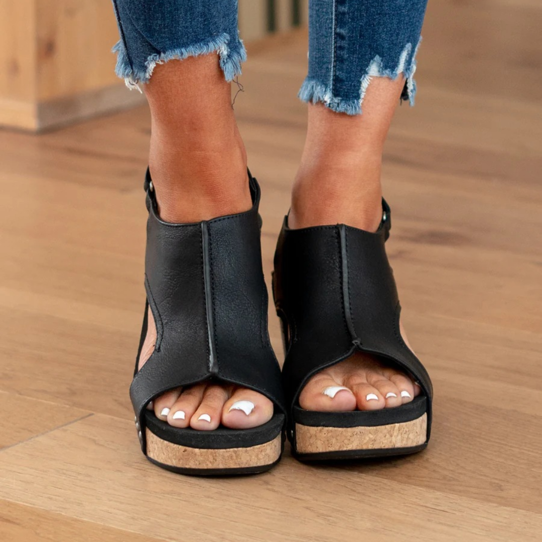 Women's comfortable wedge heel sandals, great for summer parties & everyday elegance.