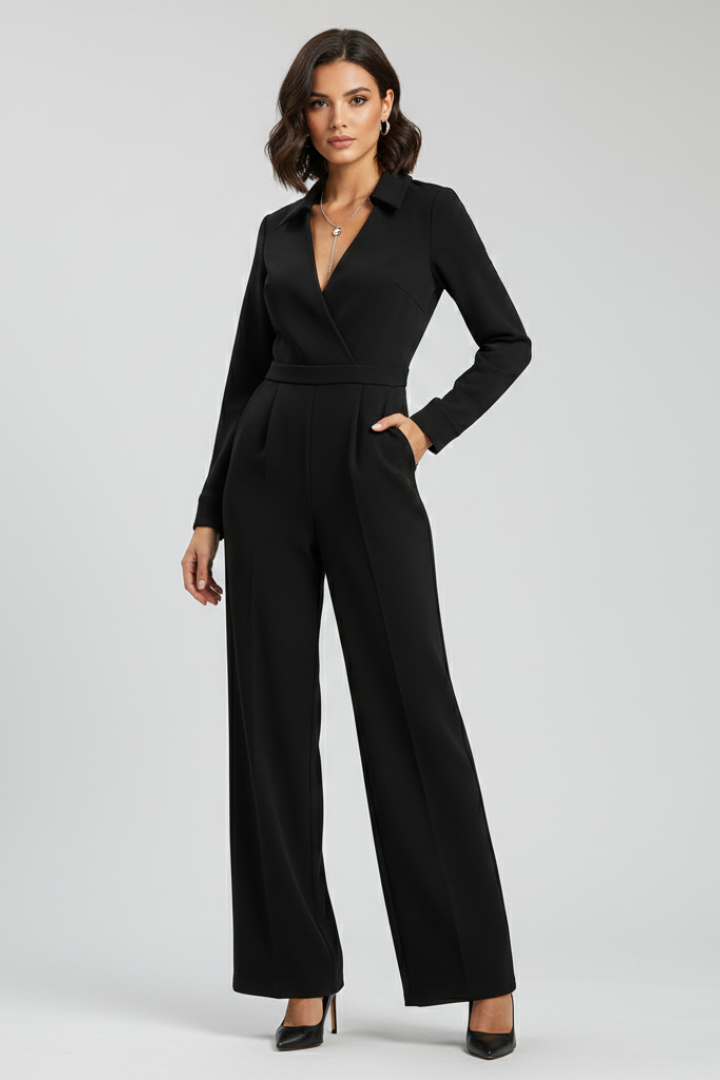 Chic women's wide leg jumpsuit. Versatile one-piece for formal or casual fashion.