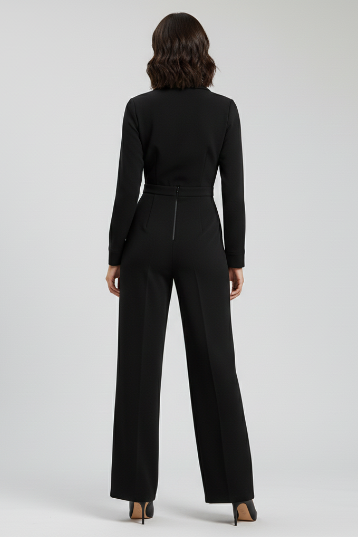 Elegant women's wide leg jumpsuit, perfect for a sophisticated formal or evening look.