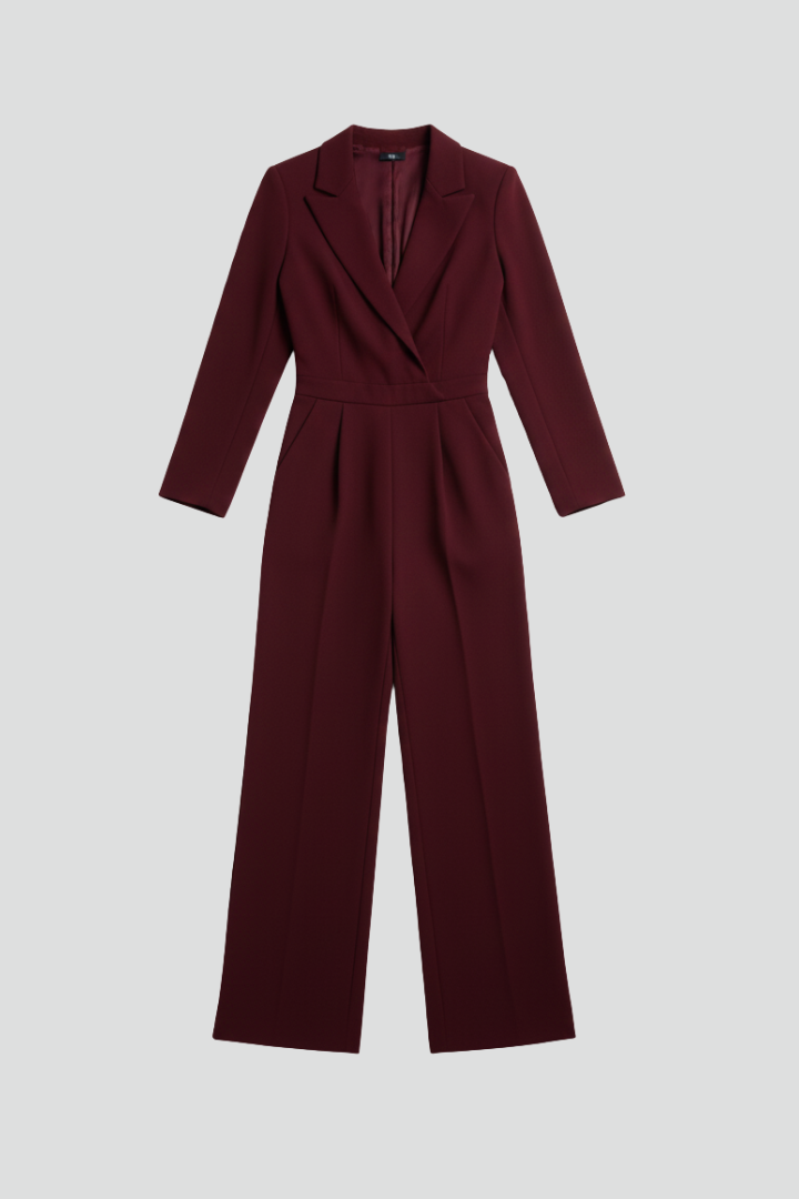 Women's elegant wrap front wide leg jumpsuit, perfect for formal or casual events.