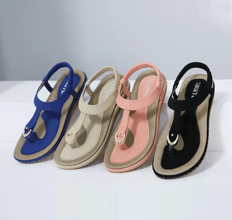 Women's Elowen arch support flat sandals, ideal for orthopedic foot health and casual wear.