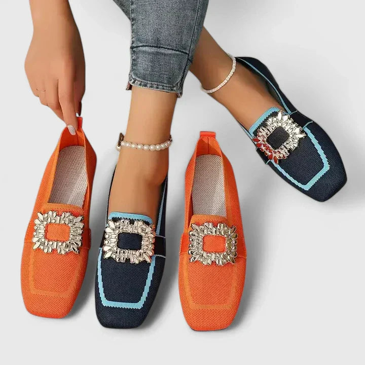 Stylish women's slip-on loafers with embellishments, ideal as versatile casual & dressy footwear