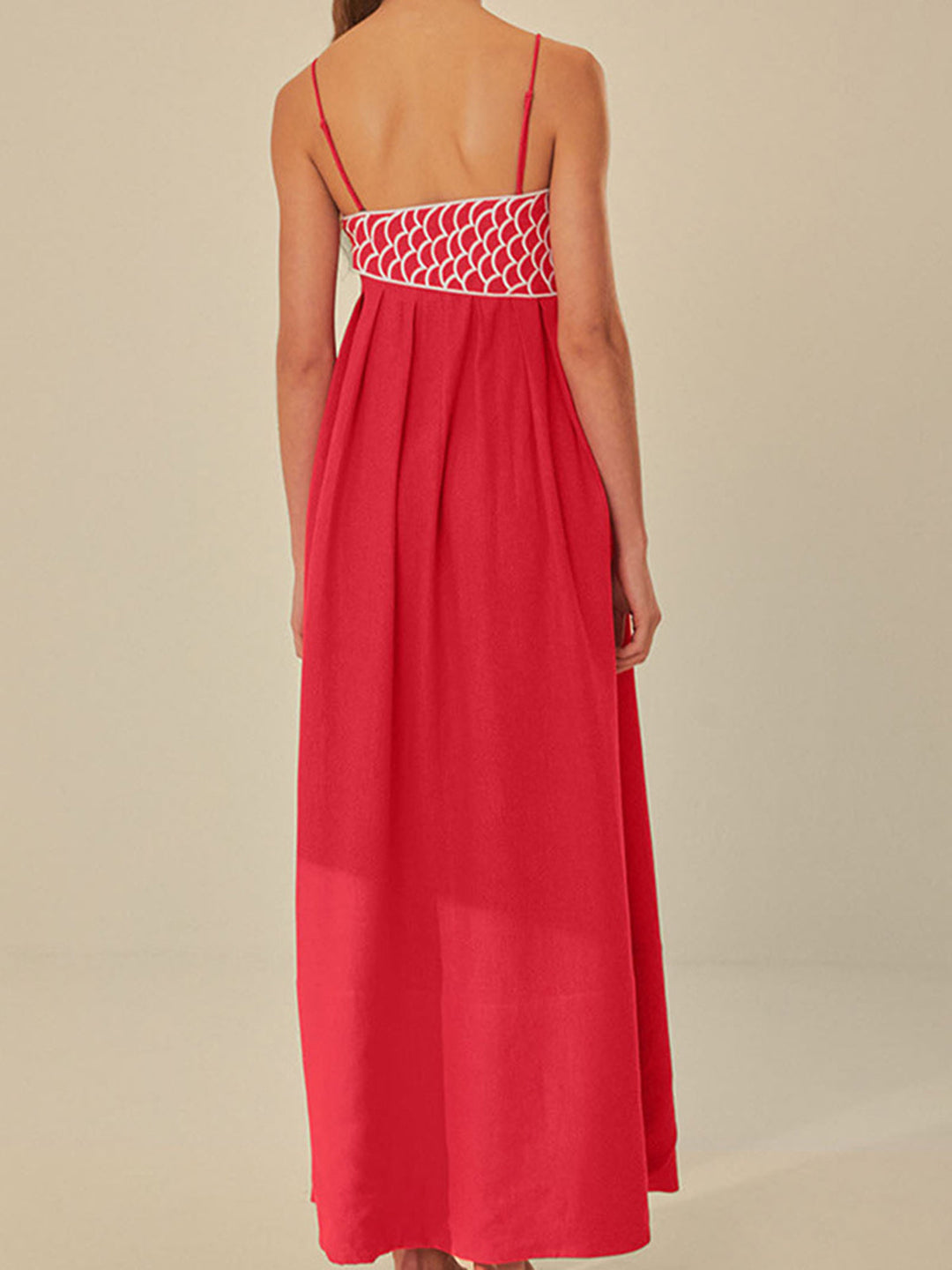 Effortless summer style: women's embroidered spaghetti strap maxi dress, ideal for resort wear.