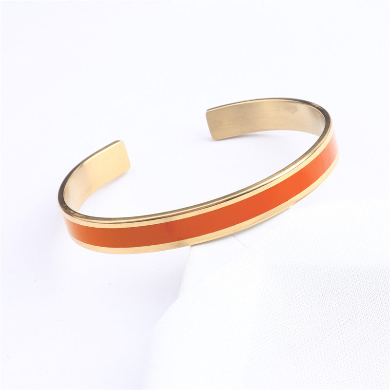 Gift-ready women's engraved stainless steel bangle, presented in a box, ideal for Christmas