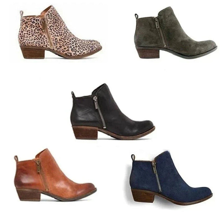 Everyday women's ankle boots with a comfortable block heel, rounded toe & convenient side zip closure.