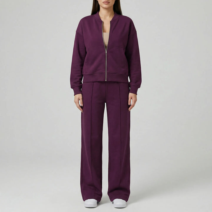 Chic women's Evie straight leg trousers set, regular fit, offering a modern and timeless fashion statement.