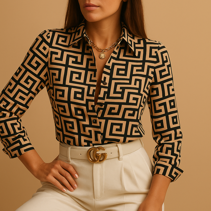 Chic women's long sleeve printed blouse, an elegant and comfortable statement fashion top.