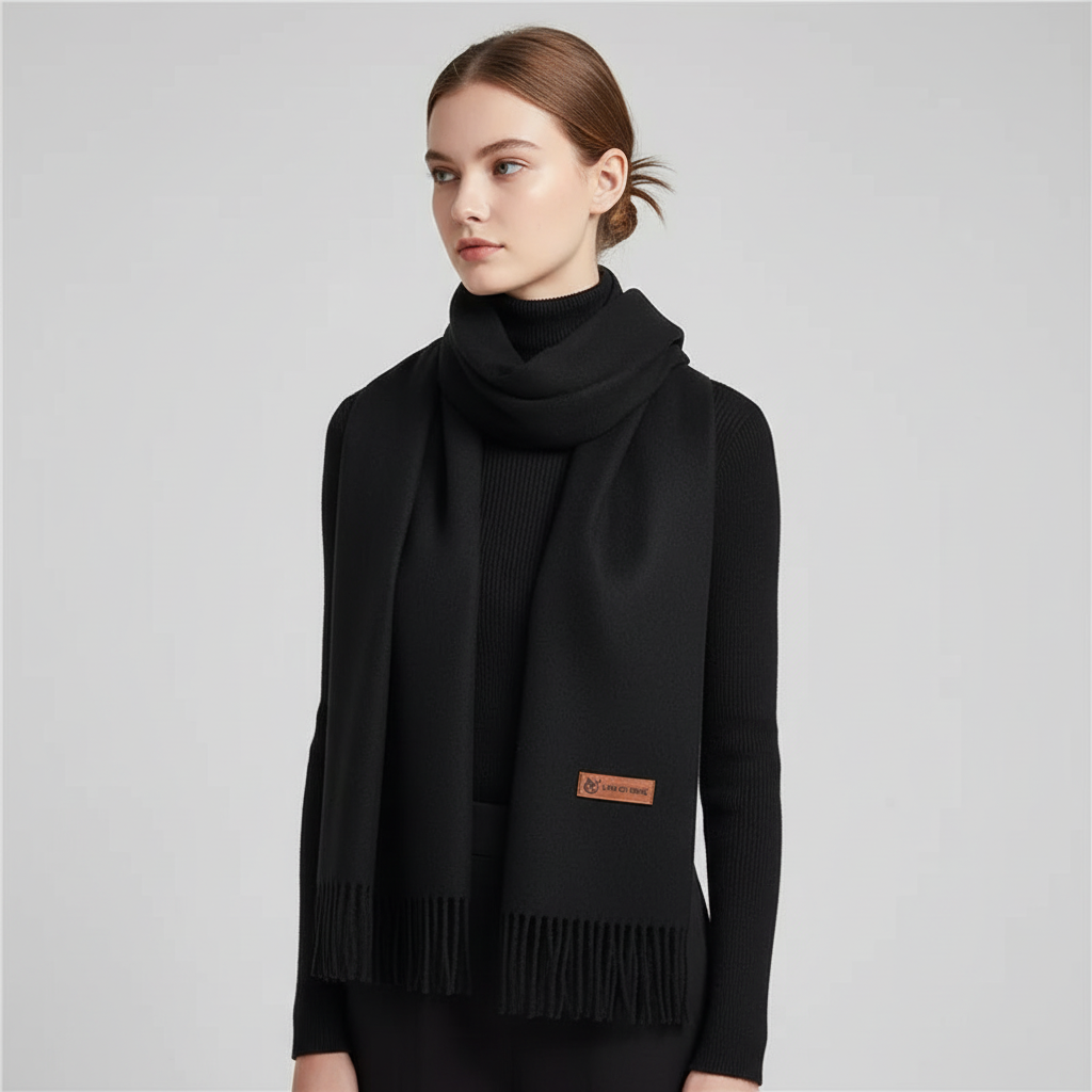 Women's large soft winter scarf. Cozy fashion accessory, elegant wrap, and warm neck warmer for autumn.