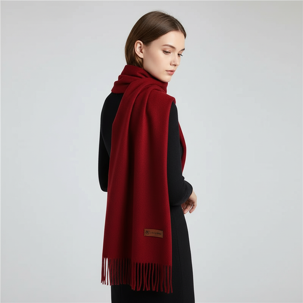 Elegant women's extra large winter scarf, a soft fashion accessory for sophisticated autumn wear.