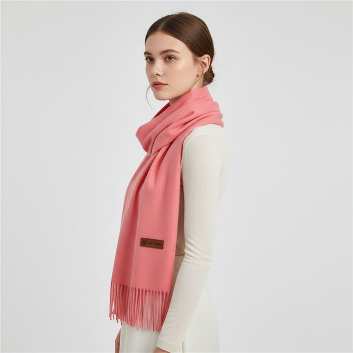 Warm women's extra large winter scarf, a soft fashion accessory for cozy comfort & elegant style in autumn.