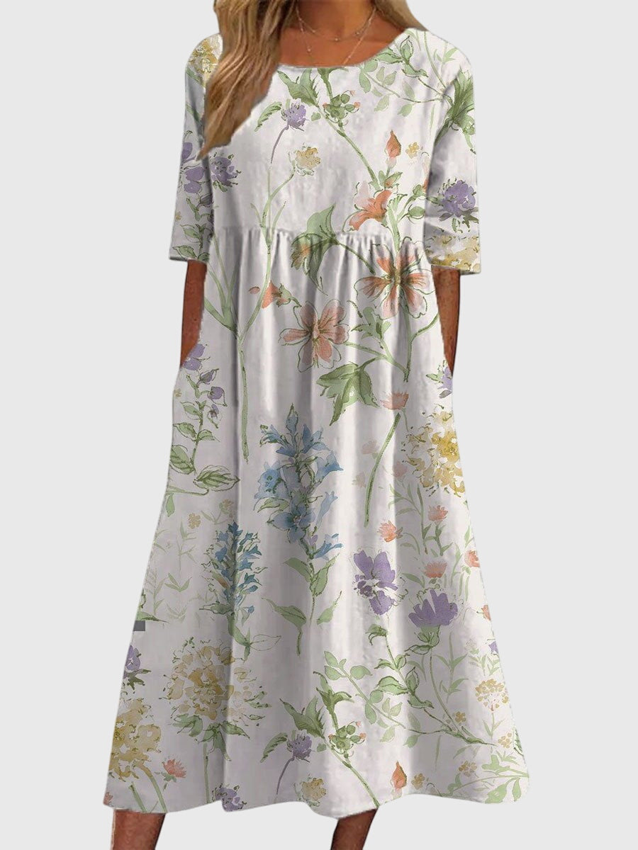 Flattering women's day-to-night embroidered summer dress, made with lightweight, breathable fabric.