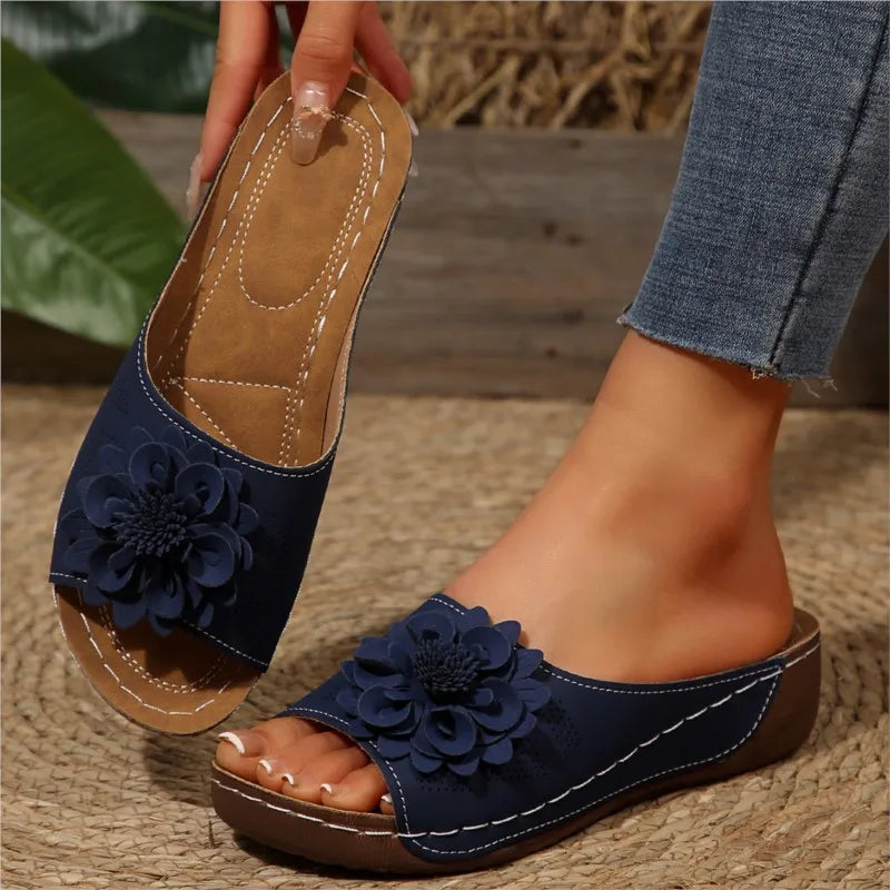 Decorative Women's Floral Slide Sandals, perfect for adding a touch of elegance to any casual outfit