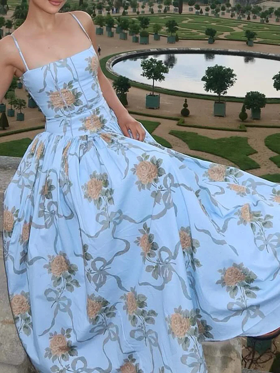 White floral corset midi dress for women, perfect as a prom or party dress.