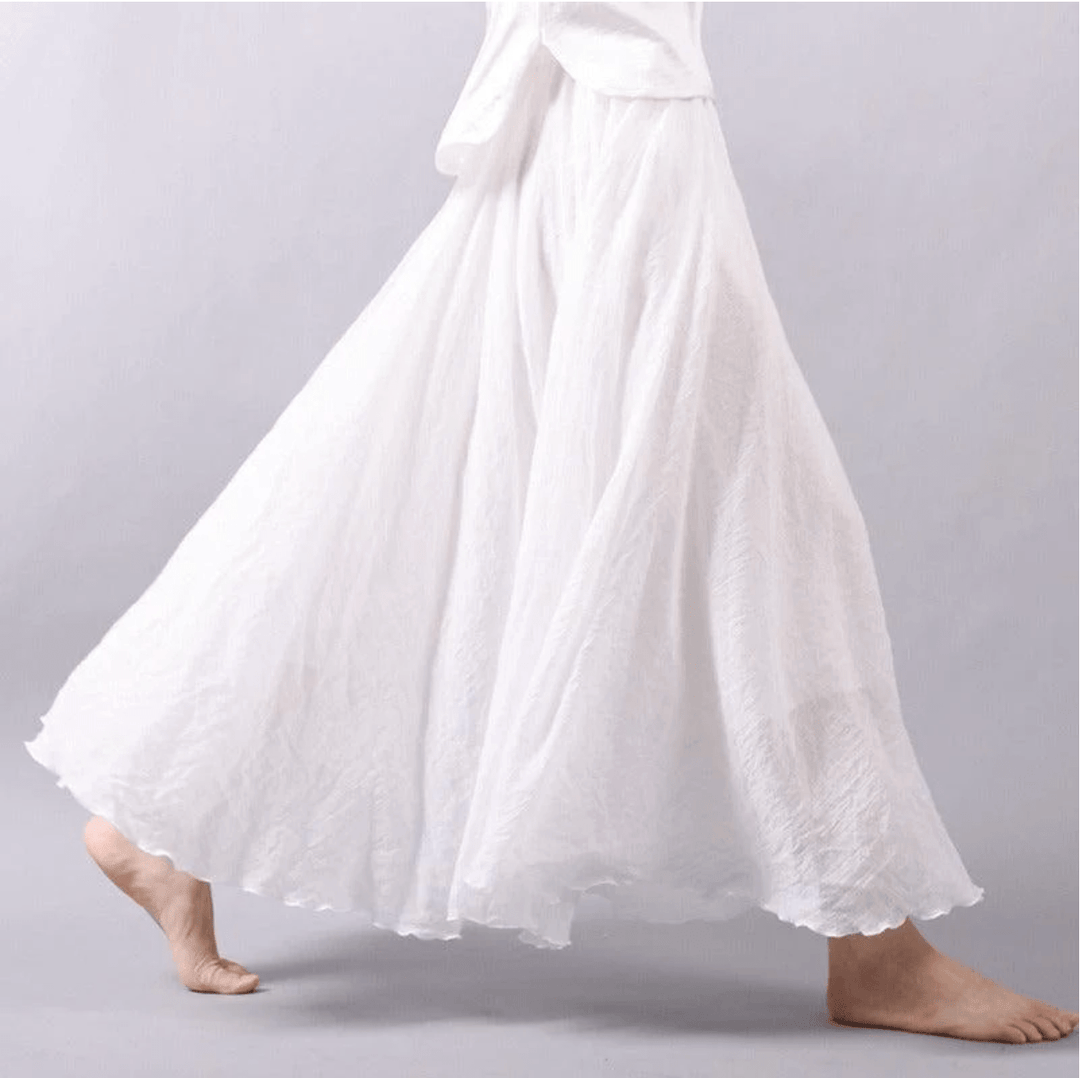 Women's flowy A-line maxi skirt, perfect for bohemian beach days or elegant summer resort wear.