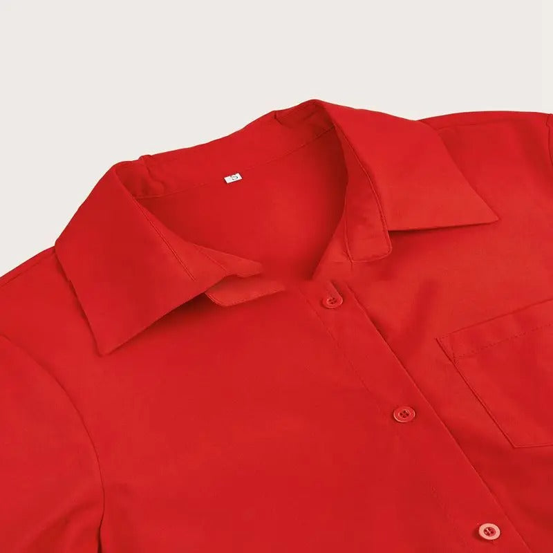 Women's flowy midi button shirt dress, offering comfortable and elegant style. A versatile choice for any occasion.