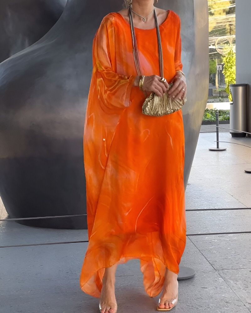 Summer casual women's flowy midi dress, comfortable with flattering tummy control for an elegant everyday style.