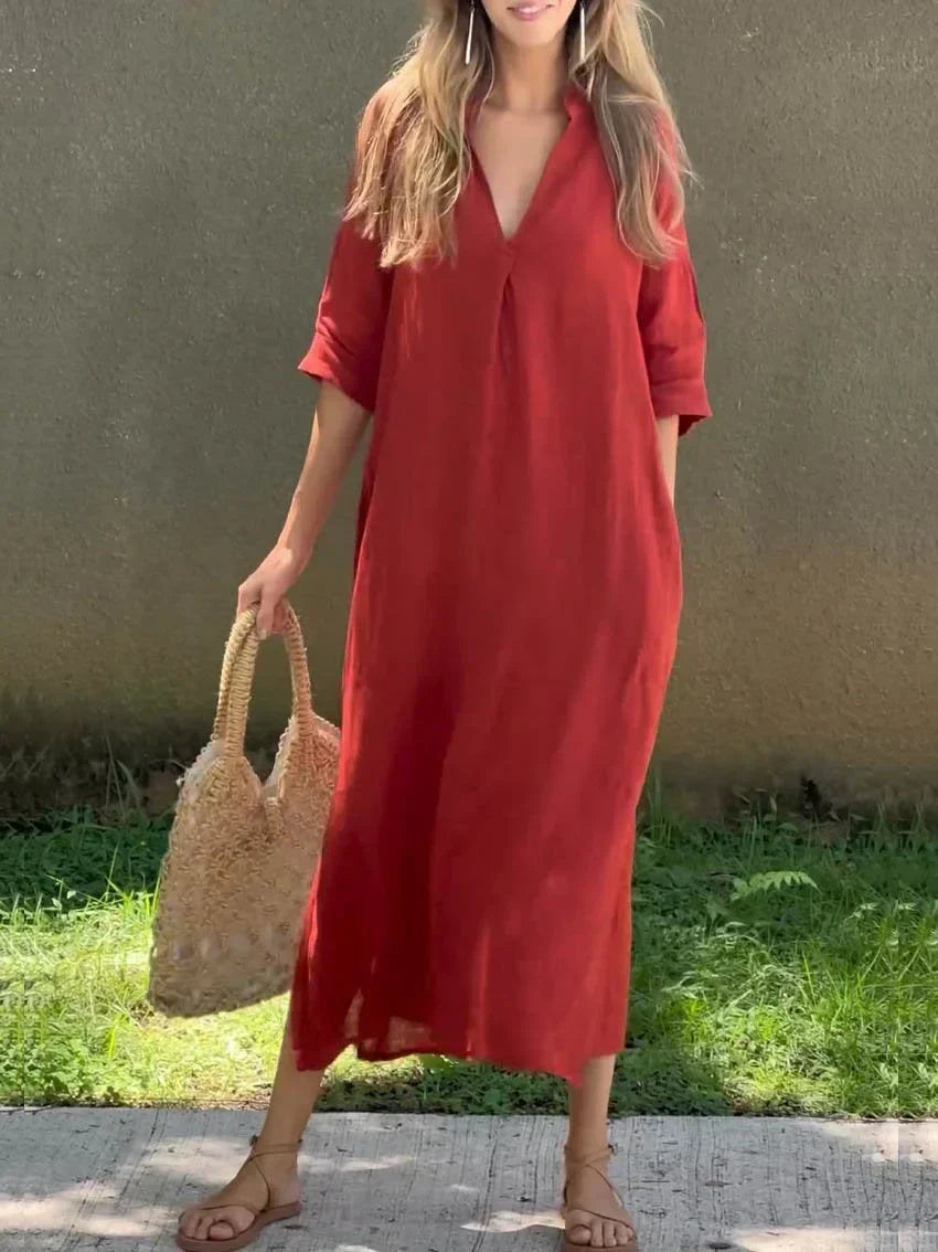 Effortless casual maxi dress for women, featuring a comfortable flowy and relaxed fit, perfect for summer style.