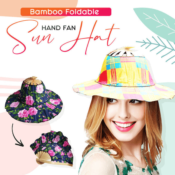 Women's foldable bamboo sun hat providing UV protection, perfect for beach & travel