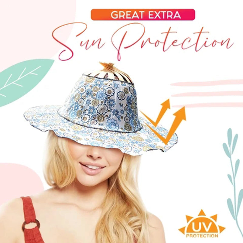 Stylish women's sun hat made from bamboo, foldable for easy packing, offers UV protection