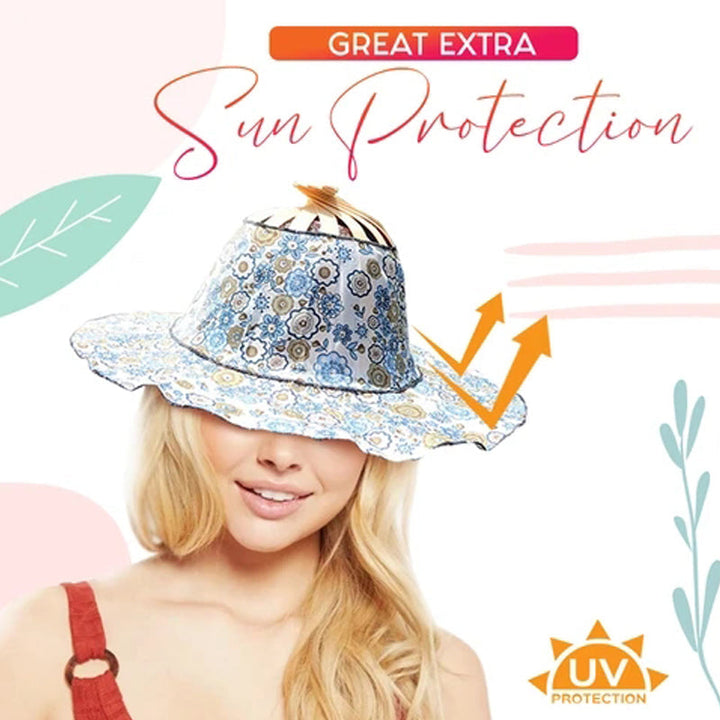 Stylish women's sun hat made from bamboo, foldable for easy packing, offers UV protection