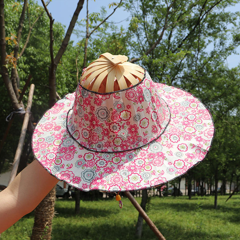 Women's summer accessory: foldable bamboo sun hat, great for beach & robust UV protection