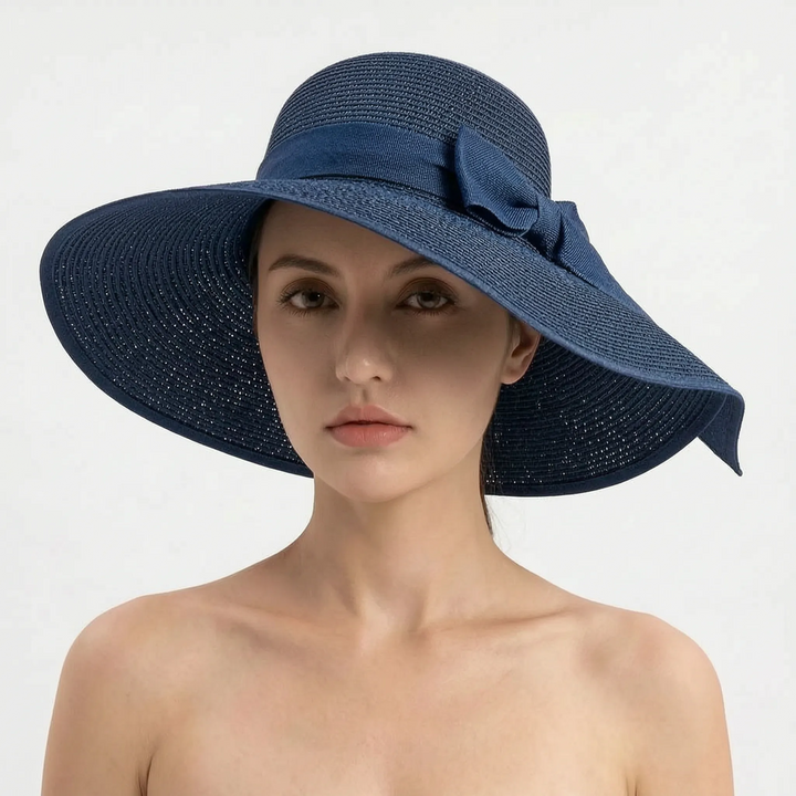 Comfortable women's foldable wide brim sun hat. Perfect travel companion, beachwear & summer vacation essential.