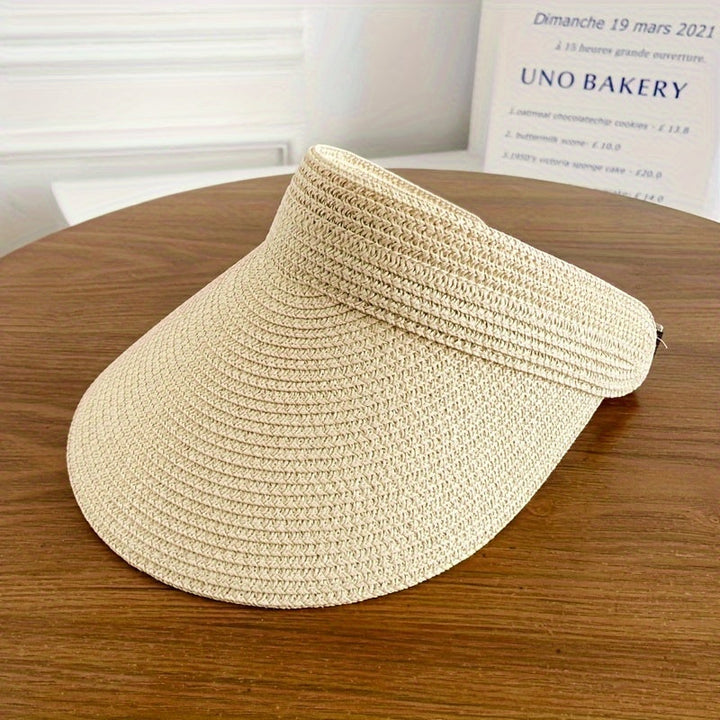 Side view of women's wide brim sun visor, providing ultimate sun protection for outdoor wear & summer activities.