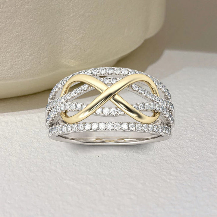 Elegant women's 'Forever Linked' mother daughter ring, featuring a subtle gemstone, ideal sentimental gift