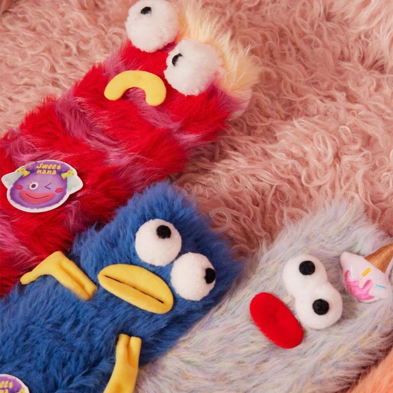 Assorted set of colorful coral velvet 3D cozy socks for women, warm and soft