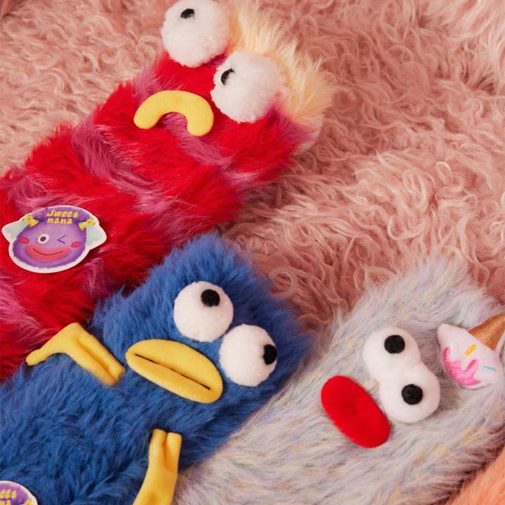 Assorted set of colorful coral velvet 3D cozy socks for women, warm and soft