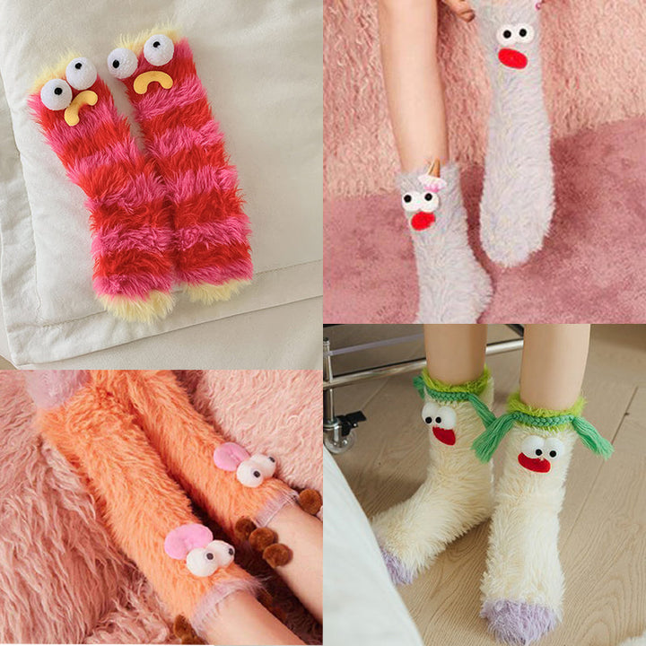Experience ultimate comfort with women's coral velvet 3D cozy socks