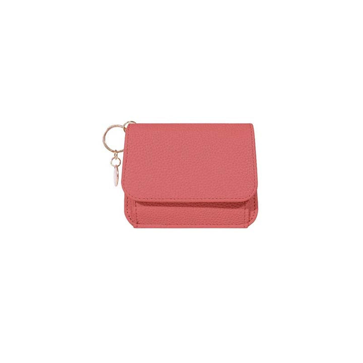 Back view of a genuine leather mini coin purse for women, showing its sleek and simple design.