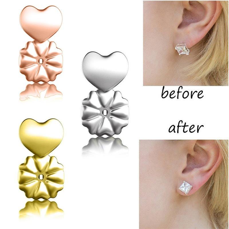 Women's golden instant earring lifters & backs, hypoallergenic to support heavy earrings, fashion accessory.