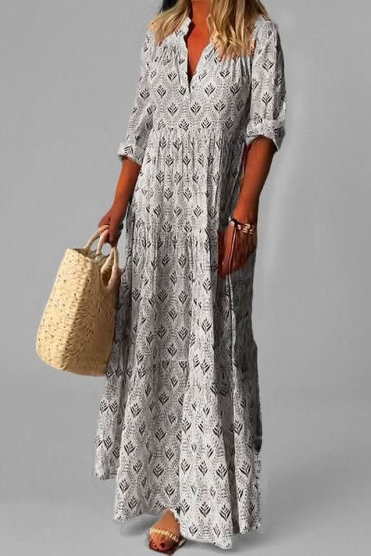 Comfortable & elegant women's flowy tiered maxi dress, great for summer parties.