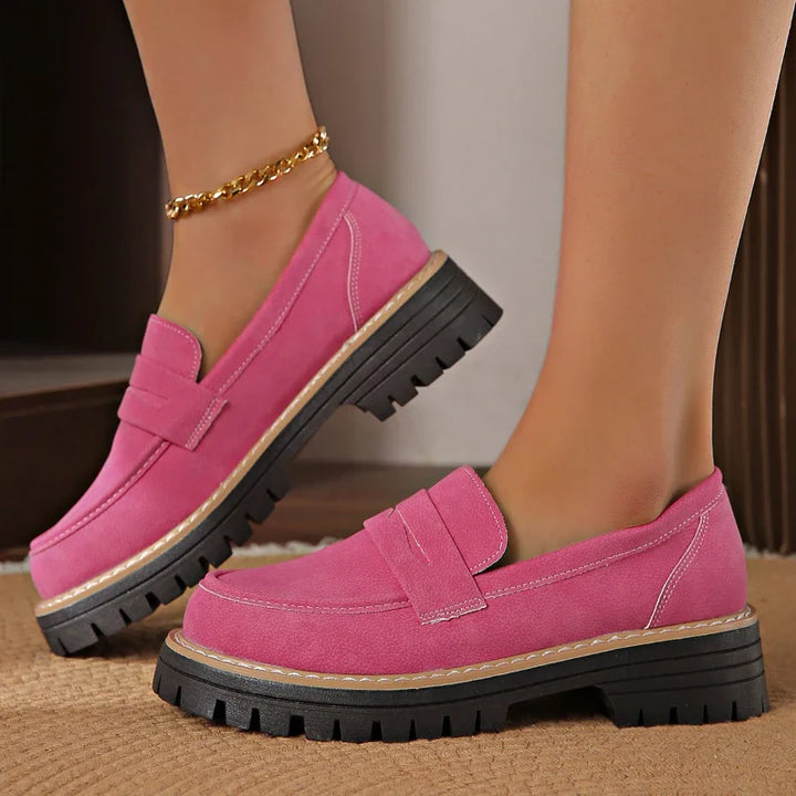 Casual green platform loafers for women, offering superior comfort
